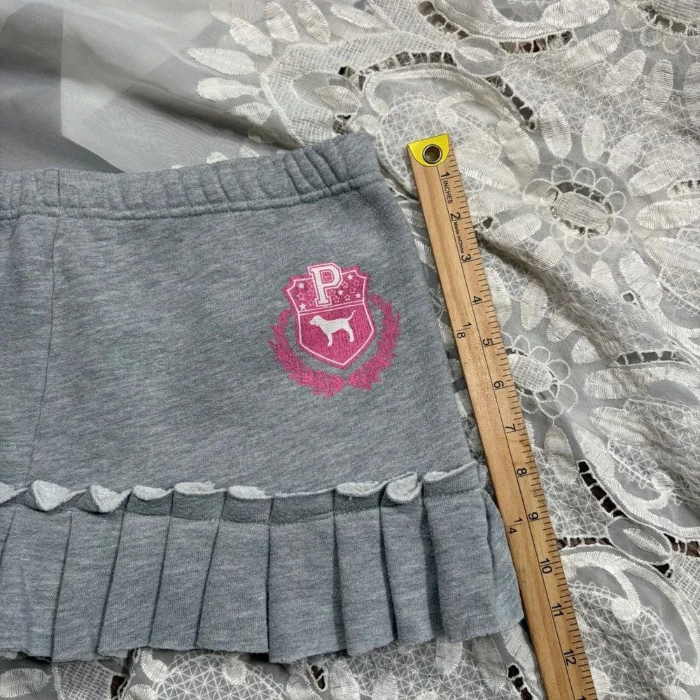 RARE INSANE Y2K Victorias Secret PINK Mini Skirt Pleated Ruffle Phi Beta Pink XS